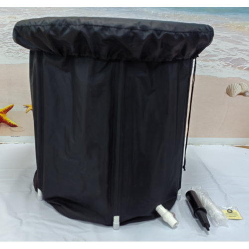 HOROW 33.5 in. x 29.5 in. Black Foldable Adult Air Bathtub, Outdoor